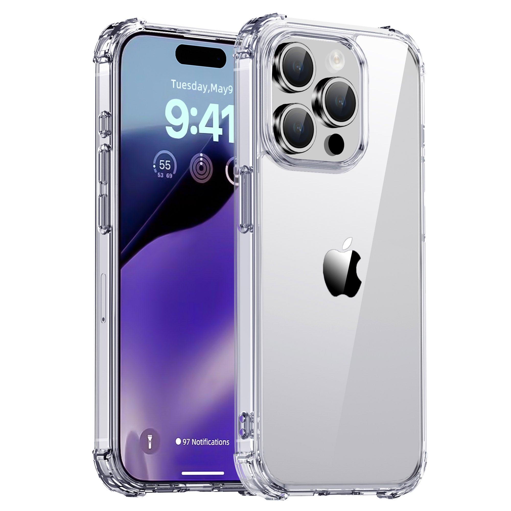 IPAKY Anti-drop Phone Case for iPhone 15 Pro Max Hard PC Back TPU Frame Clear Phone Cover IPAKY Anti-drop Phone Case for iPhone 15 Pro Max Hard PC Back TPU Frame Clear Phone Cover